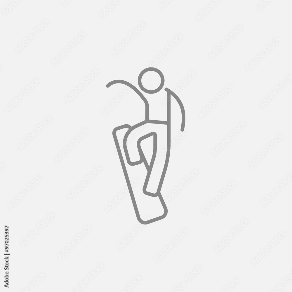 Man snowboarding line icon. Man snowboarding line icon.