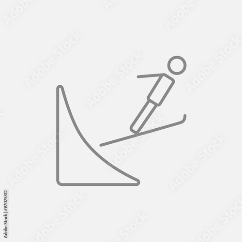 Ski jumping line icon.