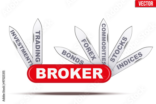 Broker symbol. Penknife with many blades. 