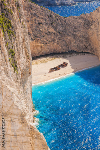 Navagio beach with shipwreck on Zakynthos island in Greece