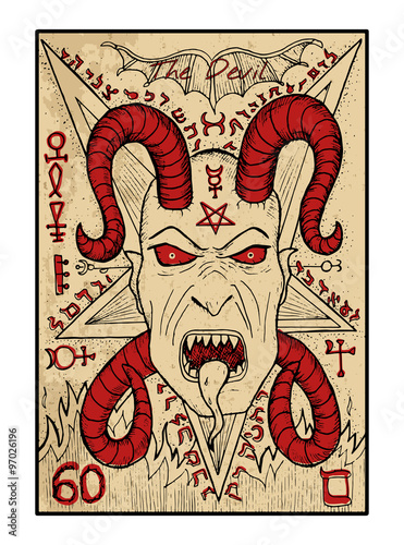 The tarot card in color. The Devil