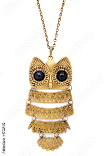 Owl pendant jewelry isolated on a white background