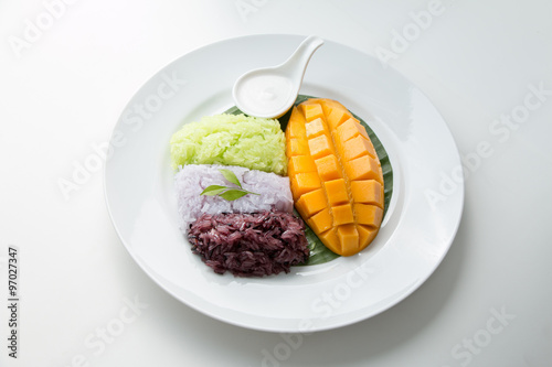 Mango with Sweet Sticky Rice, Thai style tropical desert