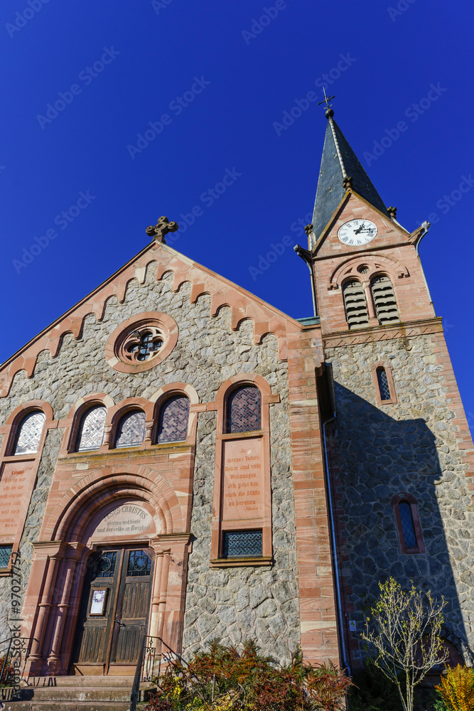 Old medieval abbey church in Alsace