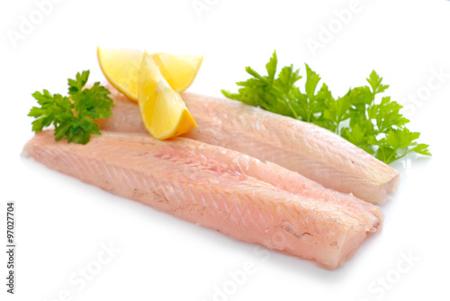 Slika na platnu Raw Hake fish fillet pieces.