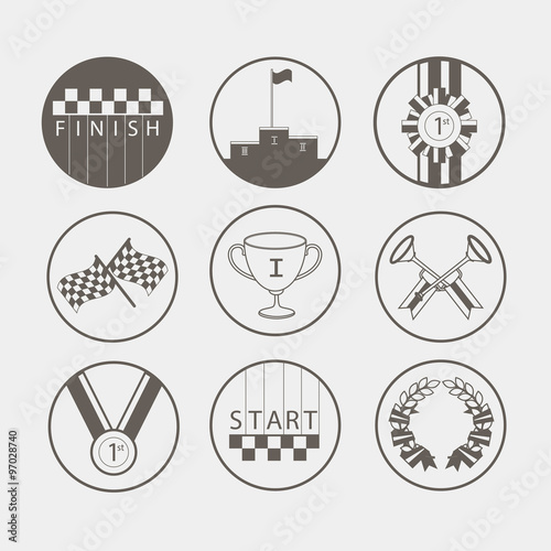 Prizes and Awards  vector icons set