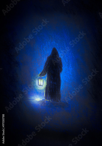 Monk with a lantern