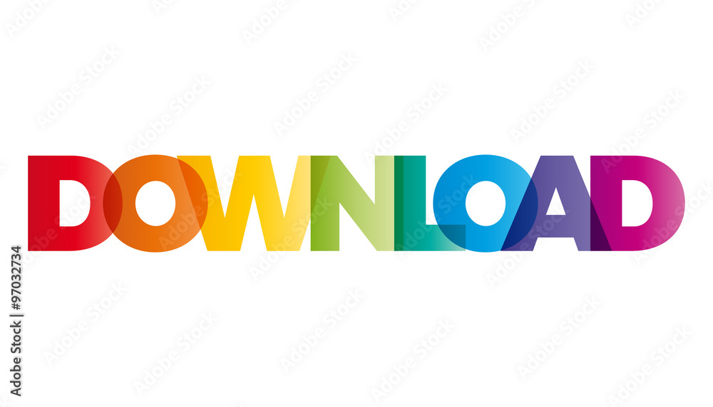 The word Download. Vector banner with the text colored rainbow.