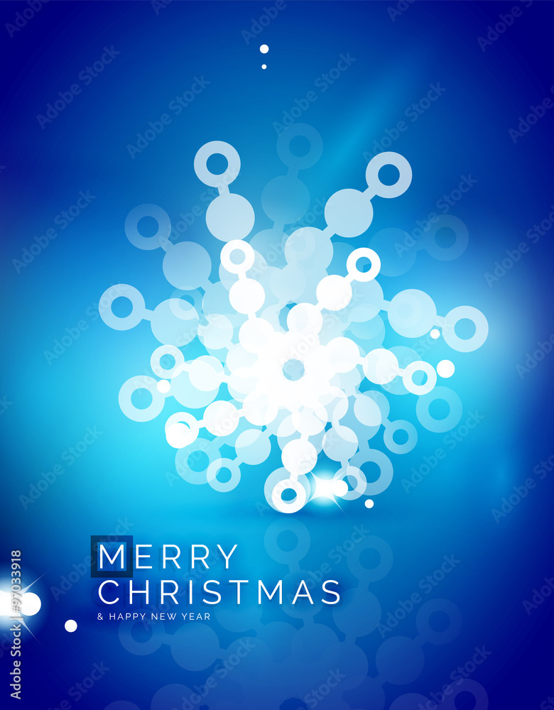 Christmas blue abstract background with white transparent snowflakes Christmas blue abstract background with white transparent snowflakes