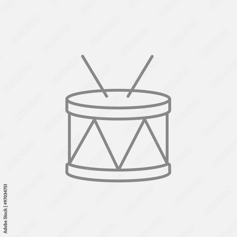 Drum with sticks line icon. Drum with sticks line icon.