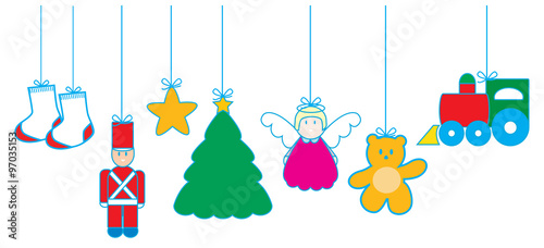 Christmas toys baby and children background vector.