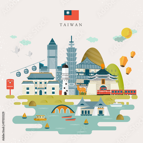 lovely Taiwan travel map photo