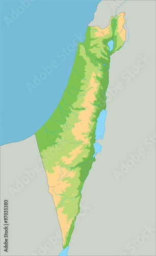 High detailed Israel physical map.