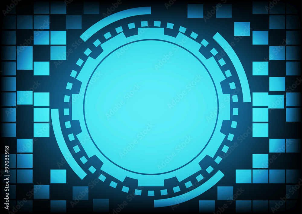 Blue circle of ring and gears in technology background. Vector illustration design communication concept.
