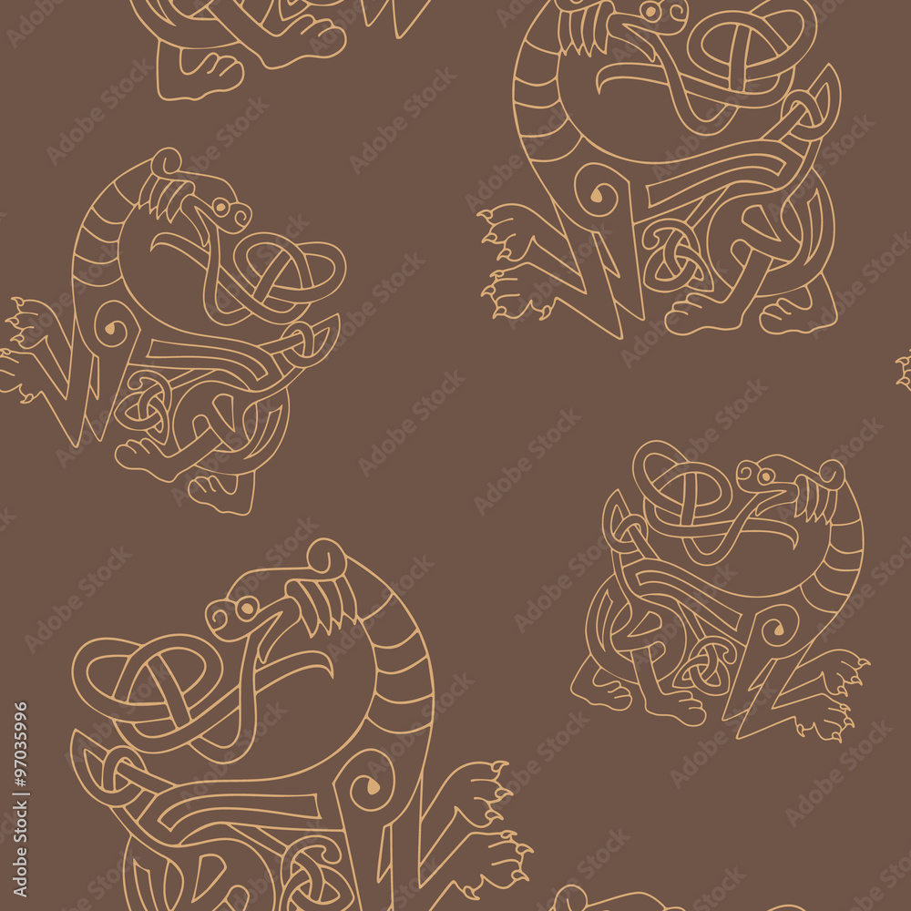 Seamless pattern with Celtic art and ethnic ornaments for your design