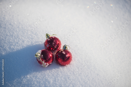 christmas ball in snow