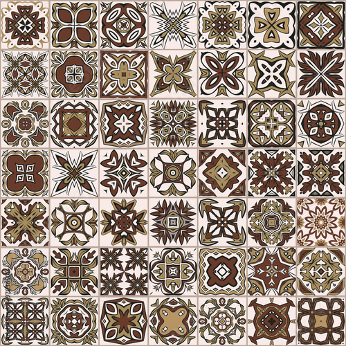Seamless patchwork pattern, tiles, ornaments