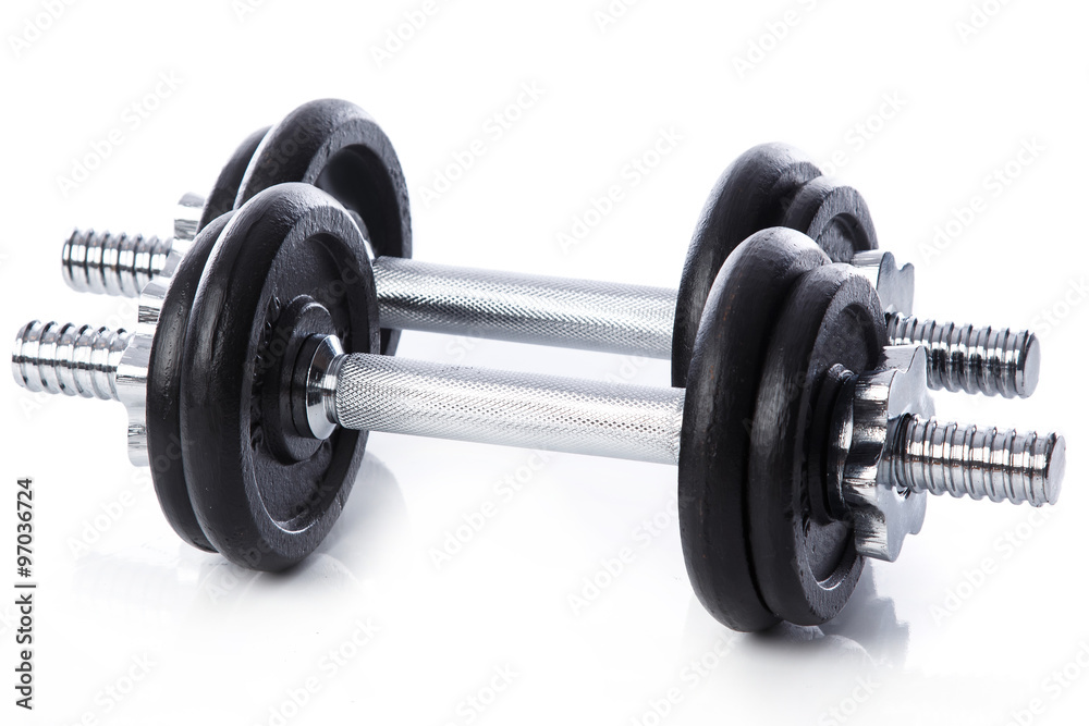 Fototapeta premium Dumbbells on white background