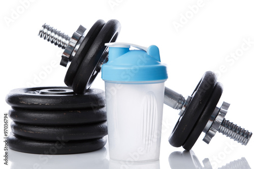 Dumbbells and shaker