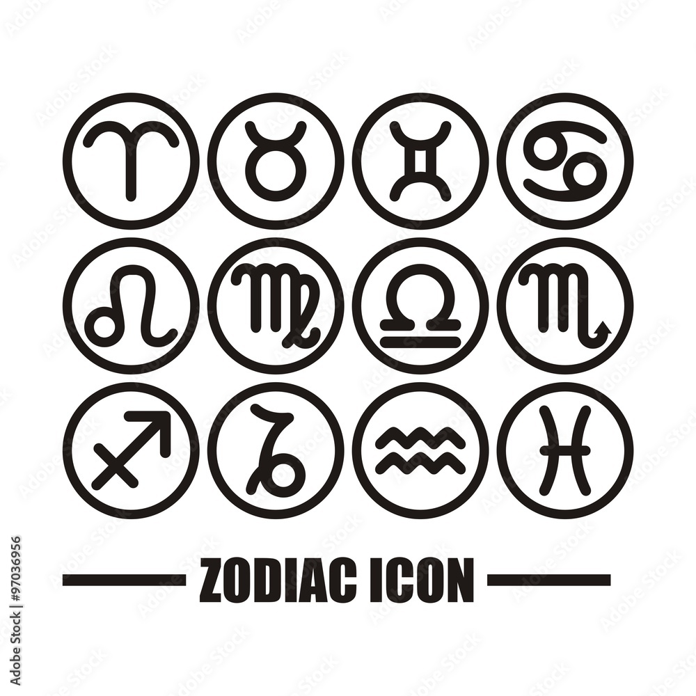 Zodiac Icon Silhouette Black Color With Circle Design Vector