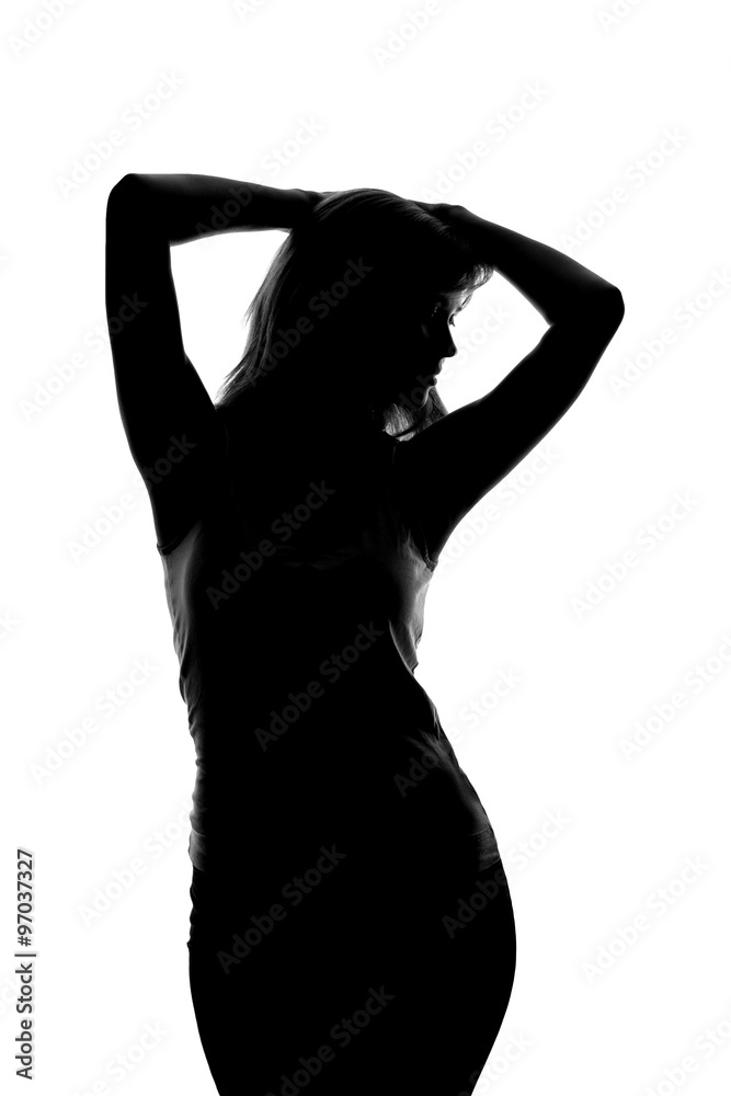silhouette of a female figure on a white background silhouette of a female figure on a white background
