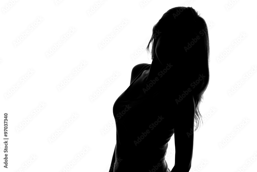silhouette of a female figure on a white background silhouette of a female figure on a white background