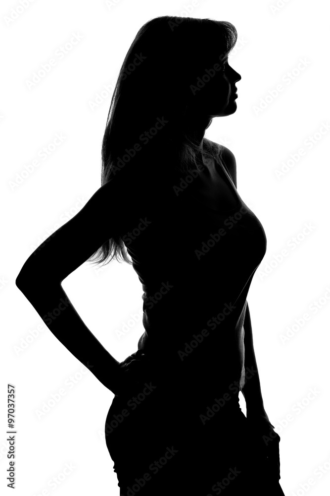 silhouette of a female figure on a white background