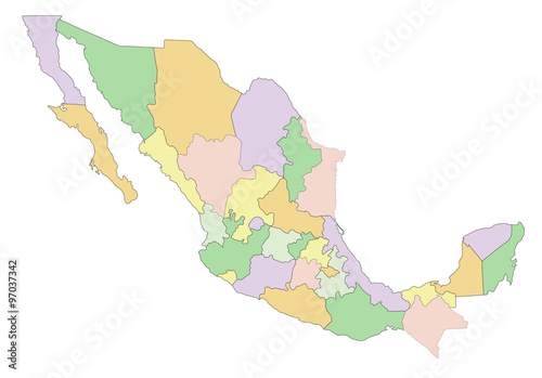 Mexico - Highly detailed editable political map.