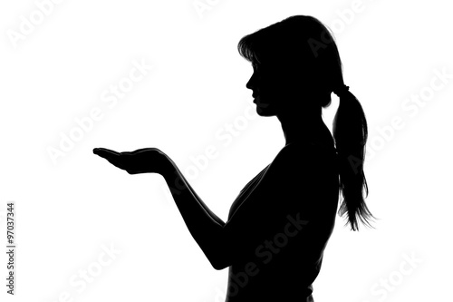 silhouette of a female figure on a white background photo
