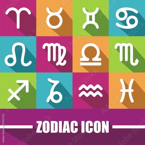 Zodiac Icon Full Color With Shadow Design Vector