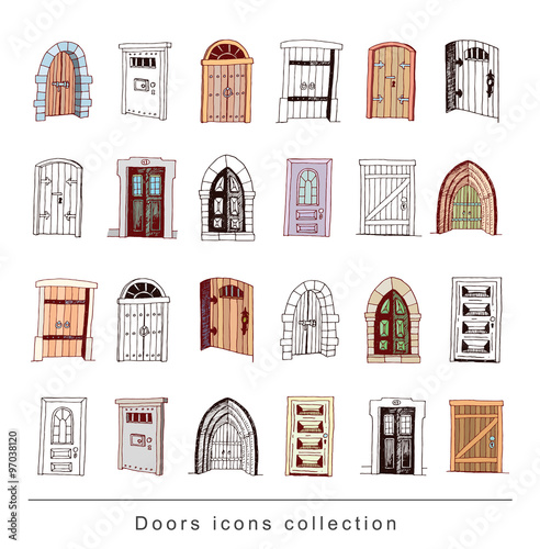 Set of old Door icon, illustration vector.