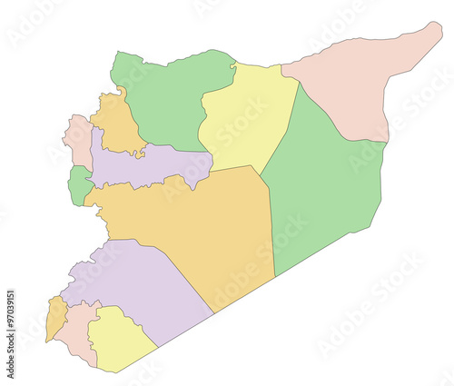 Detailed Syria map against white background