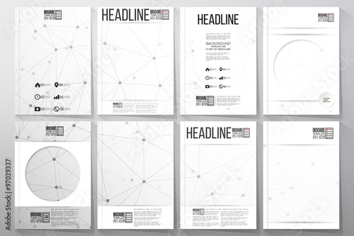 Set of business templates for brochure, flyer or booklet. Molecular structure design, scientific vector background