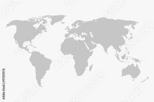 Fototapeta Naklejka Na Ścianę i Meble -  World map in grey on a white background
