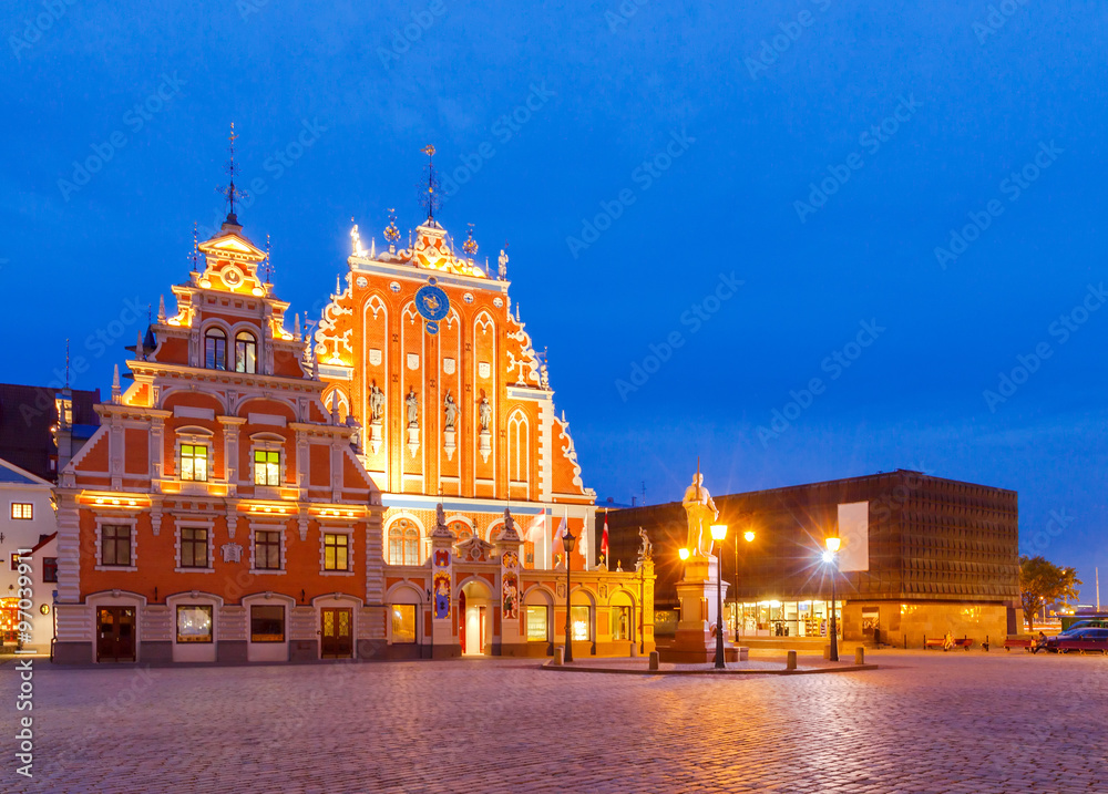 Riga. Town Square at night.