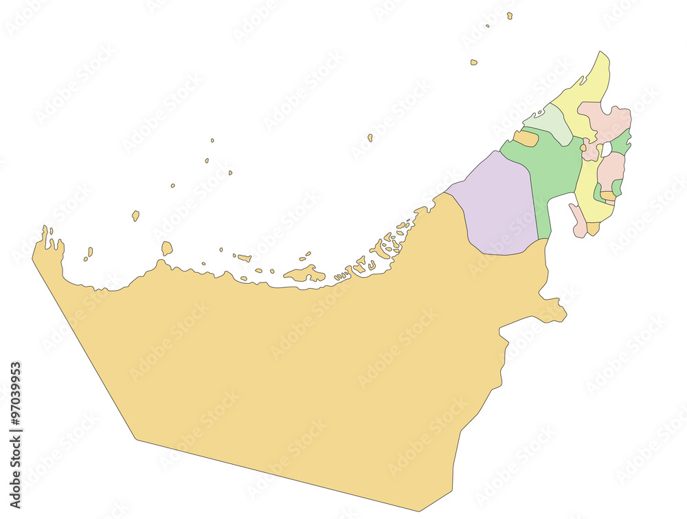 United Arab Emirates - Highly detailed editable political map. Stock ...