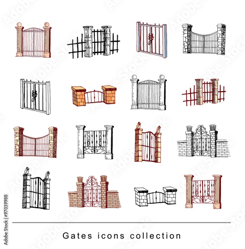 gate icon Set, vector illustration