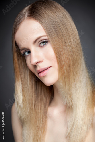 Beautiful lady with straight hair