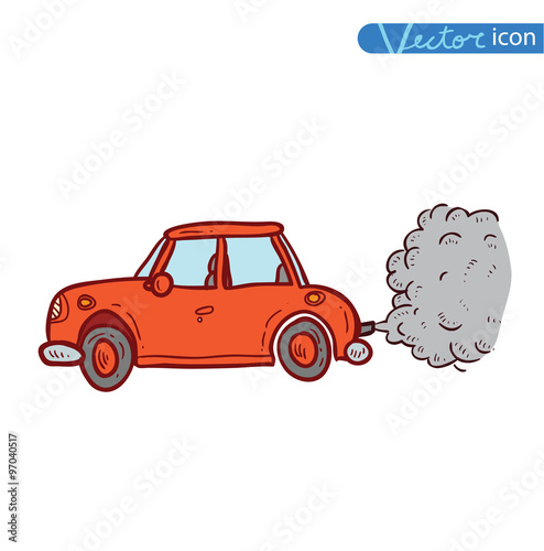 car emitting smoke, Vector