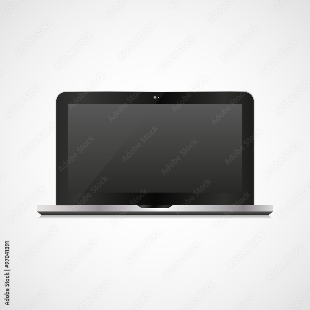 Black laptop in a realistic style on a white background Black laptop in a realistic style on a white background