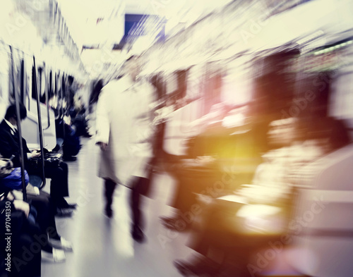 Japanese Commuters in Tokyo Abstract blurred Motion Concept