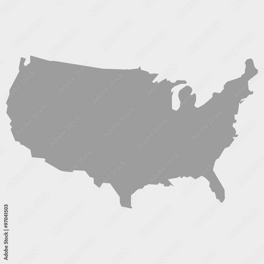 Map of the USA in gray on a white background