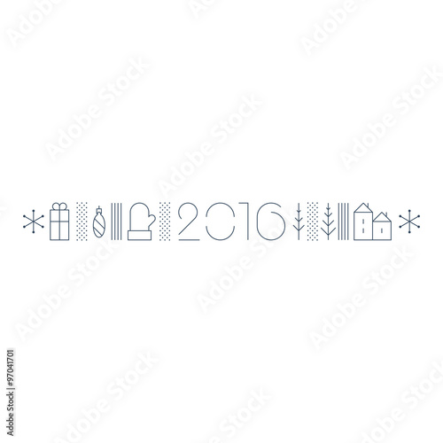 New Year theme border for a greeting card or window dressing. Thickness of strokes is changeable.