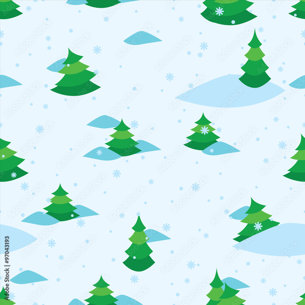 The Christmas tree among the snow banks on snowy background The Christmas tree among the snow banks on snowy background