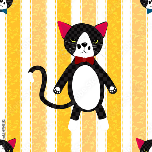 Black Cat with Ribbon on Ye...