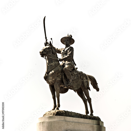 The Statue of King Taksin. The Great King Taksin riding on a horseback was unveiled in the middle of Wongwian Yai (the Big Traffic Circle) in Thonburi photo