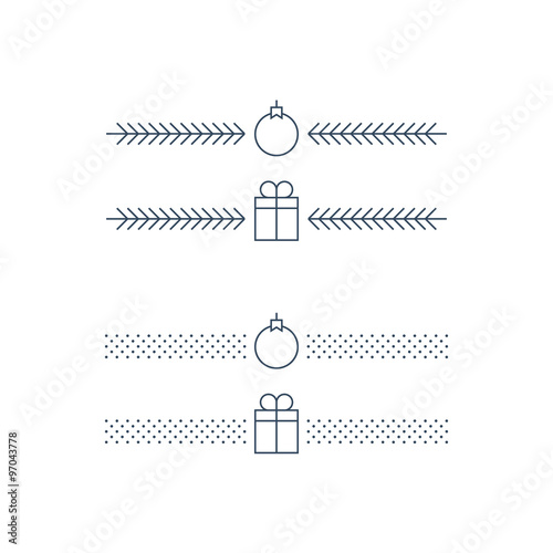 Elegant New Year theme borders, decoration elements. Thickness of strokes is changeable.