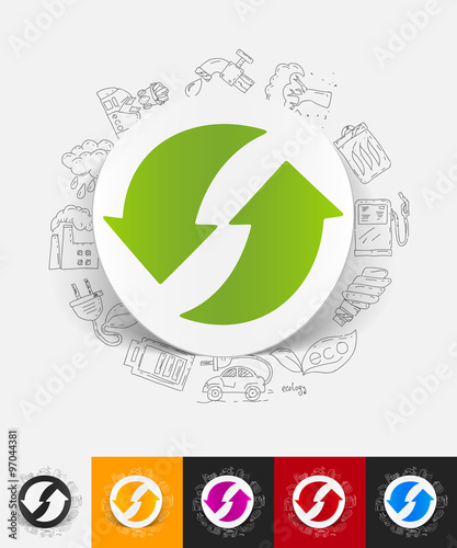 arrow recycling paper sticker with hand drawn elements