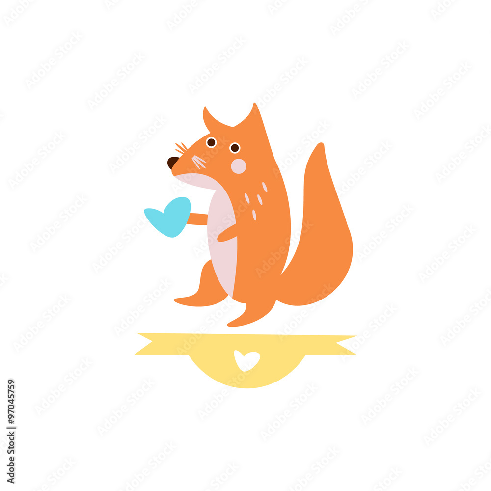 Obraz premium Cute Fox with a sign for text