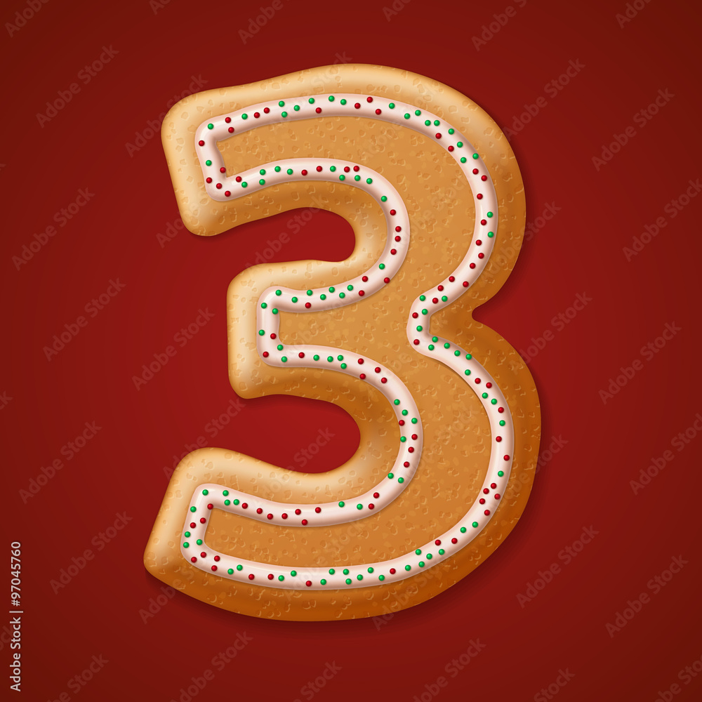 Naklejka premium Christmas cookies numbers. Vector illustration